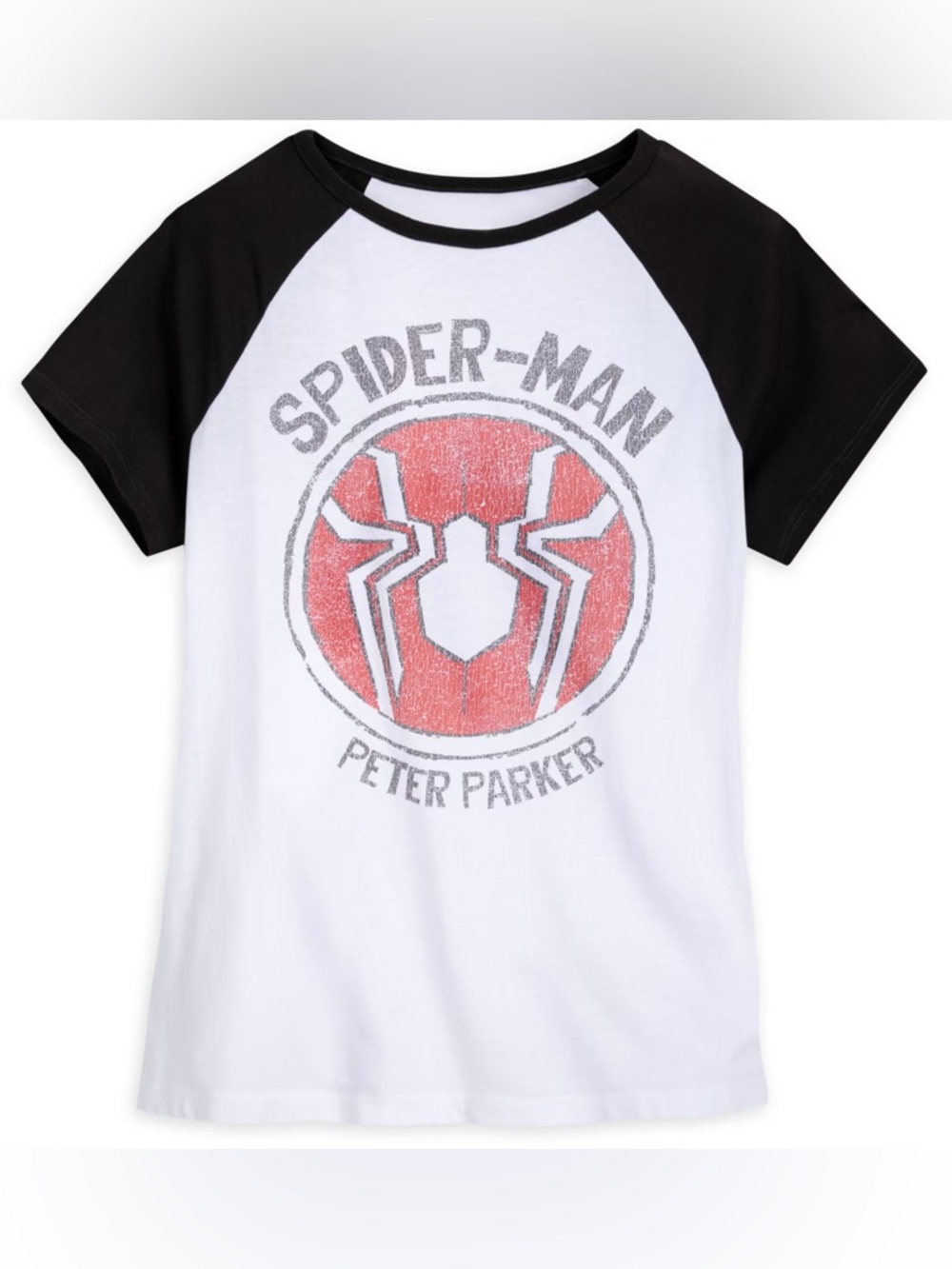 Disney Spider-Man Peter Parker Graphic Tee 2X Burnout Jersey Black White Marvel